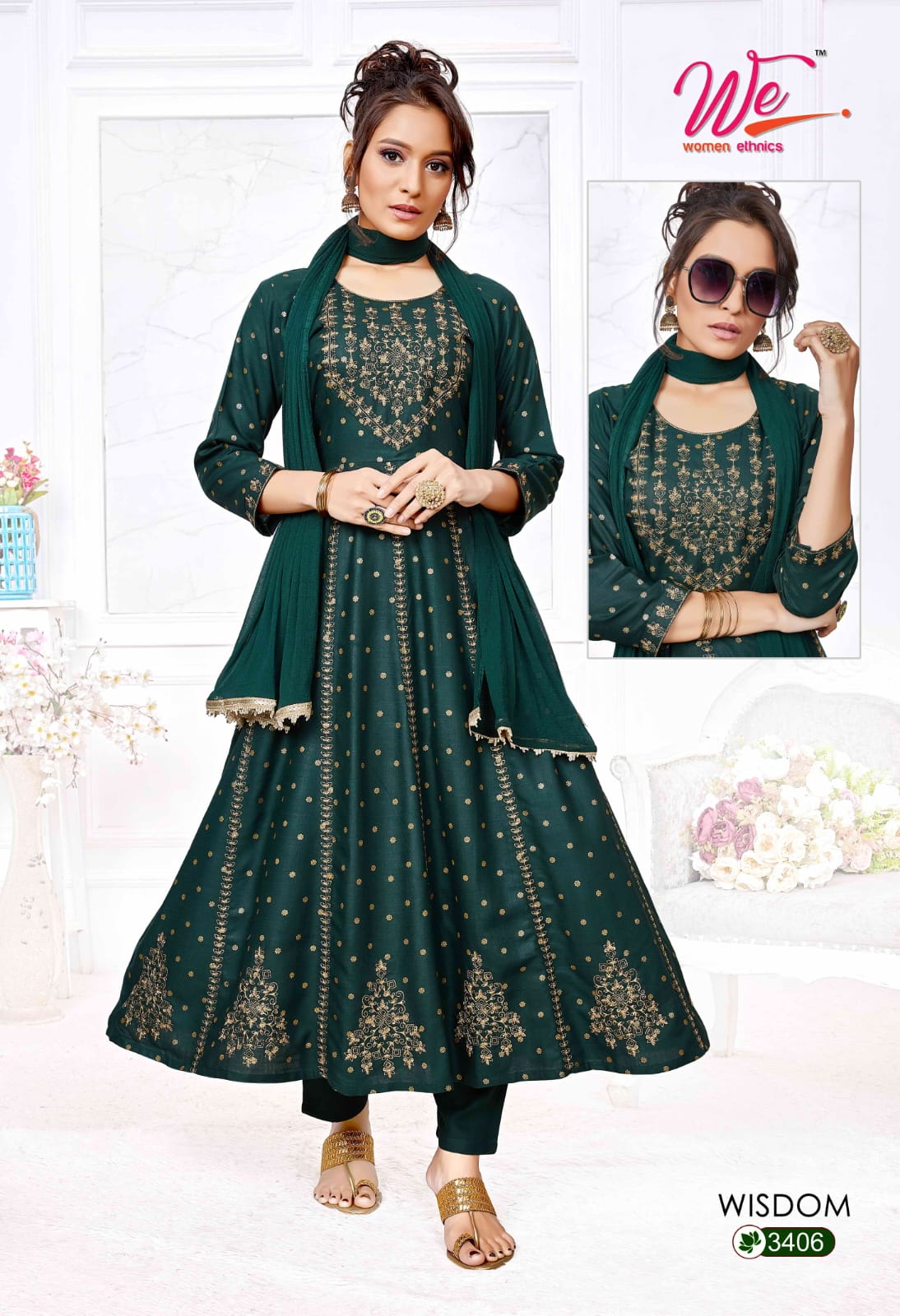 We Wisdom Slub Rayon Kurti With Bottom Dupatta Catalog
